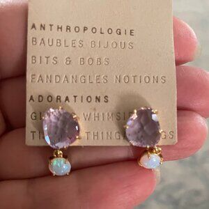Brand New  Anthropologie Delicate Crystal Double Drop Earrings